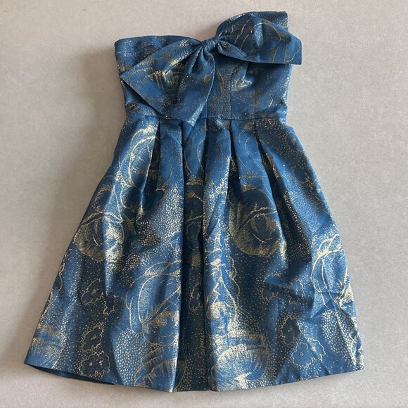 NWT Rebecca Taylor Metallic Bow Party Dress ASO Taylor Swift - Picture 5 of 9